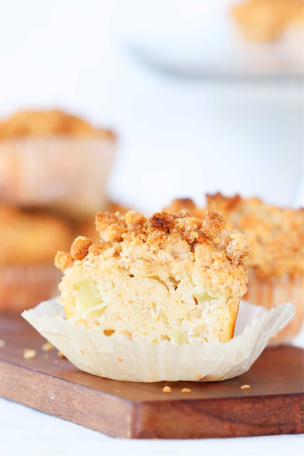 Inside of the apple muffin.