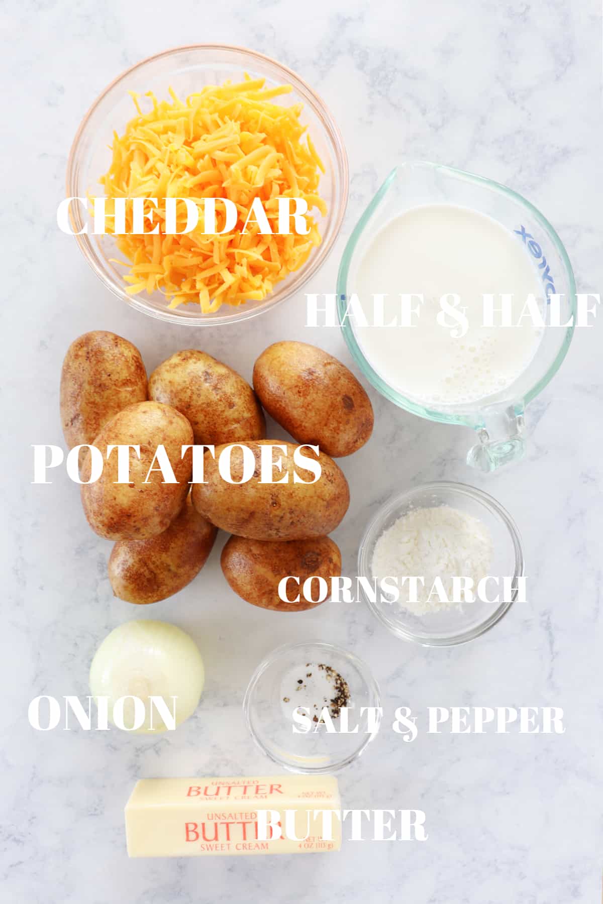 cheesy scalloped potatoes ingredients 1 Easy Cheesy Scalloped Potatoes