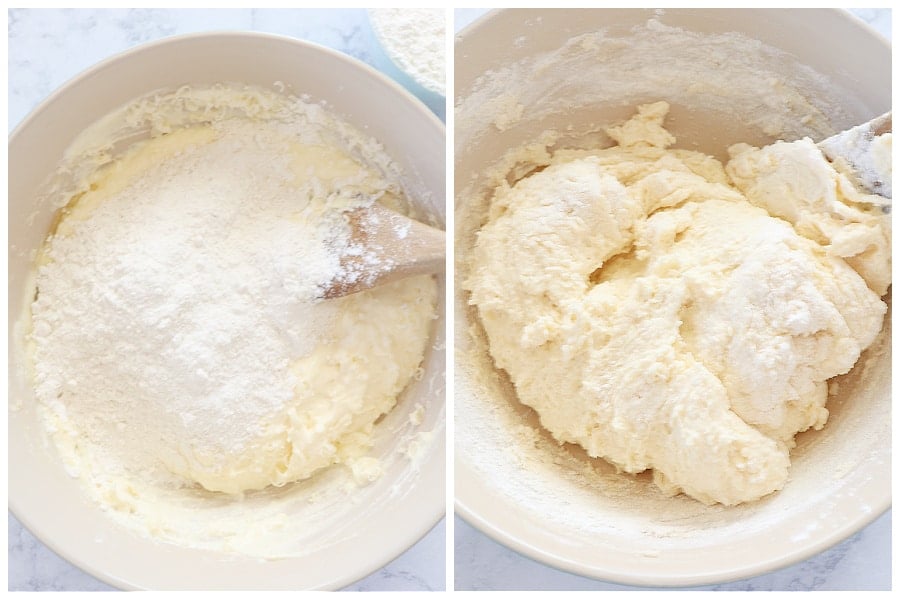 Flour added to ricotta.