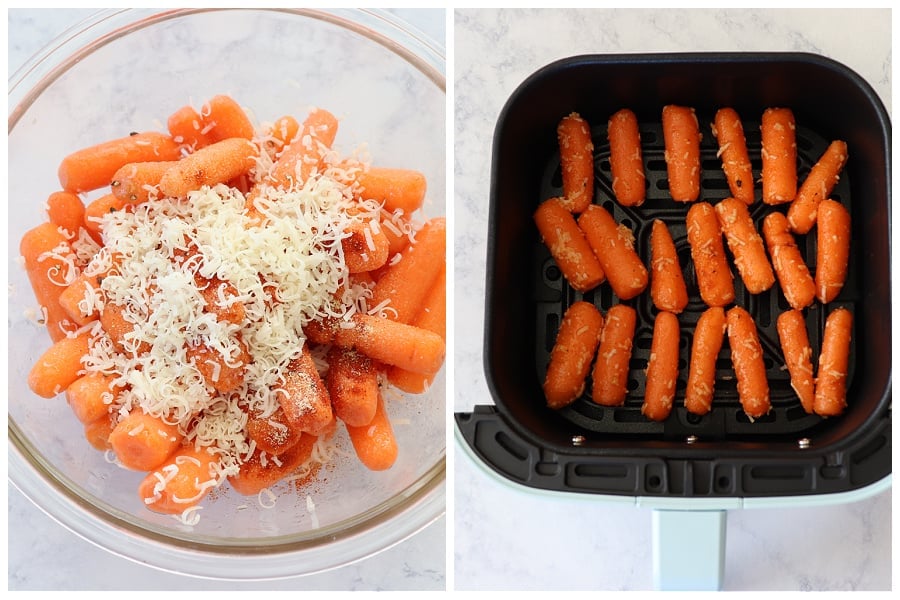 air fryer carrots step 1 and 2 Air Fryer Carrots