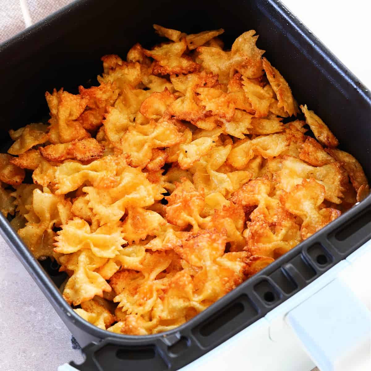 Crispy pasta chips in the air fryer.