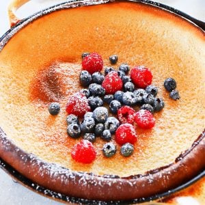 Dutch Baby pancake with berries.