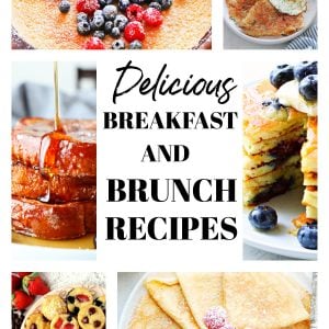 Brunch dishes in a collage.