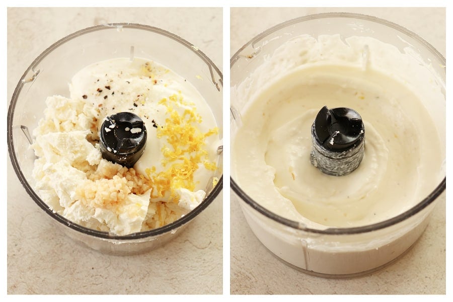 feta dip step 1 and 2 Whipped Feta Dip