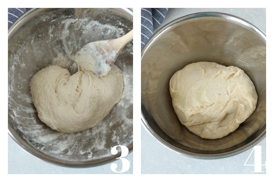 Pizza dough in a bowl before rising.