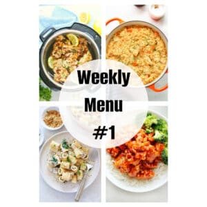 Square photo of a collage for weekly menu 1 post.