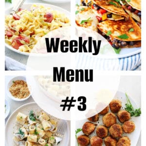 Square collage of photos for weekly menu post number 3.