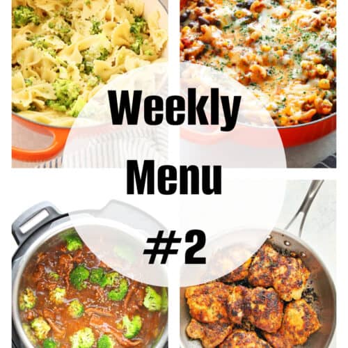 Square photo of a collage for weekly menu nr 1 post.
