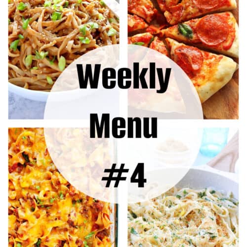 Square photo of a collage for weekly menu 4 post.