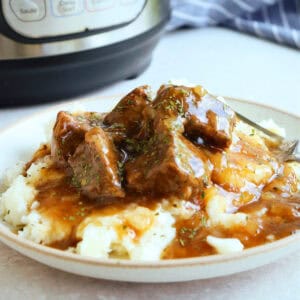 Square image of Instant Pot Beef Tips recipe.