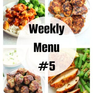 Square photo of a collage for weekly menu 5 post.