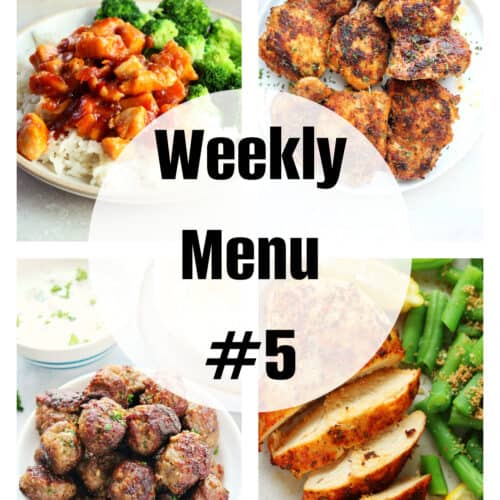 Square photo of a collage for weekly menu 5 post.