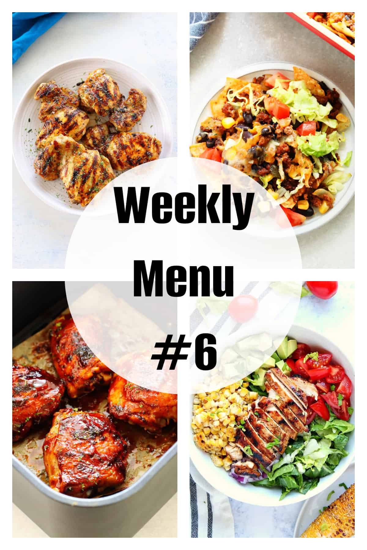 Square photo of a collage for weekly menu 6 post.
