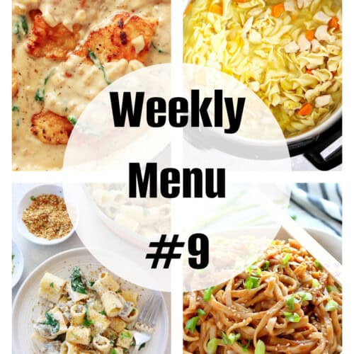 Square photo of a collage for weekly menu 8 post.