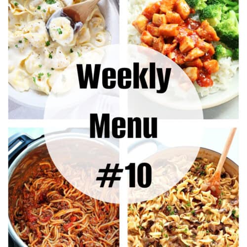 Square photo of a collage for weekly menu 10 post.